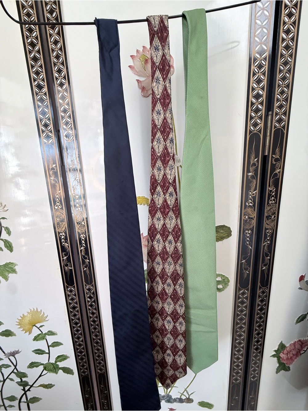 Classic Men's Ties Pack — Navy, Burgundy Pattern, and Light Green SET of 3